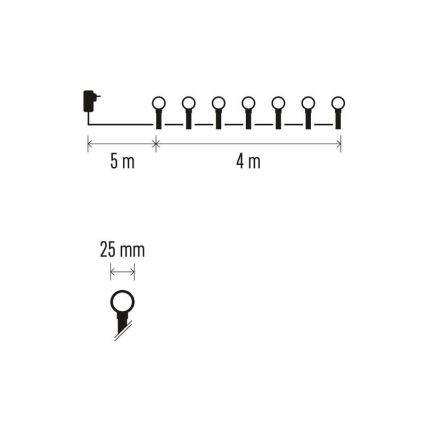 LED vanjski svjetleći niz 40xLED/9m IP44 višebojni