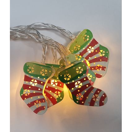 LED vanjski svjetlosni lanac 10xLED/2xAA 1,65 m IP44 topla bijela čarape