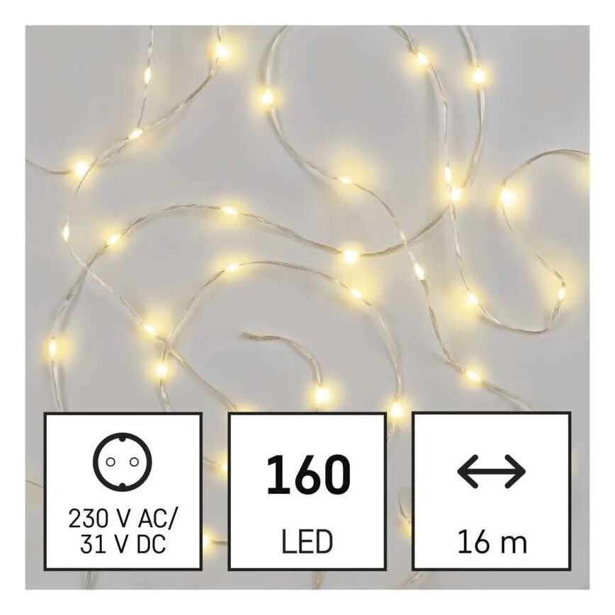 LED vanjski svjetlosni lanac 160xLED/21m IP44 topla bijela