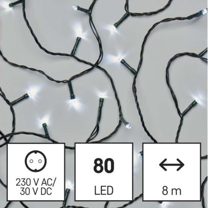LED vanjski svjetlosni lanac 80xLED/13m IP44 hladno bijela