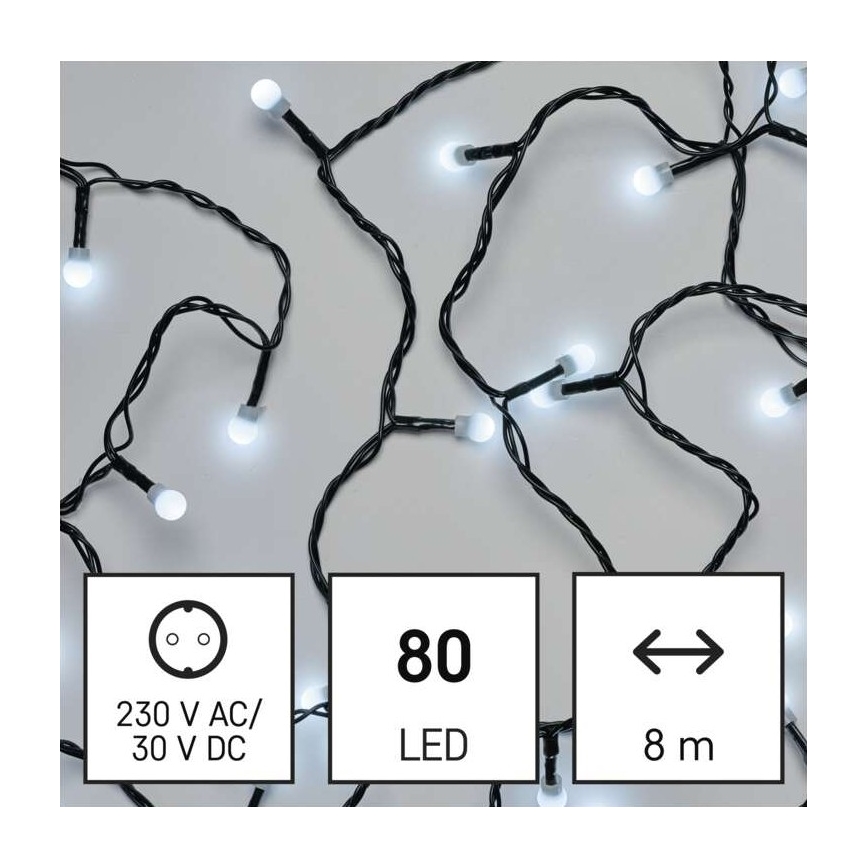 LED vanjski svjetlosni lanac 80xLED/13m IP44 hladno bijela