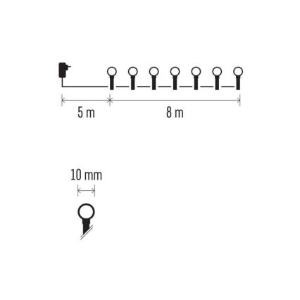 LED vanjski svjetlosni lanac 80xLED/13m IP44 hladno bijela