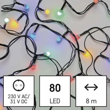 LED vanjski  svjetlosni lanac 80xLED/8 funkcija 13m višebojno IP44