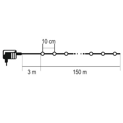 LED vanjski svjetlosni niz 1500xLED/230V 8 funkcija 153 m IP44 hladno bijela + daljinski upravljač