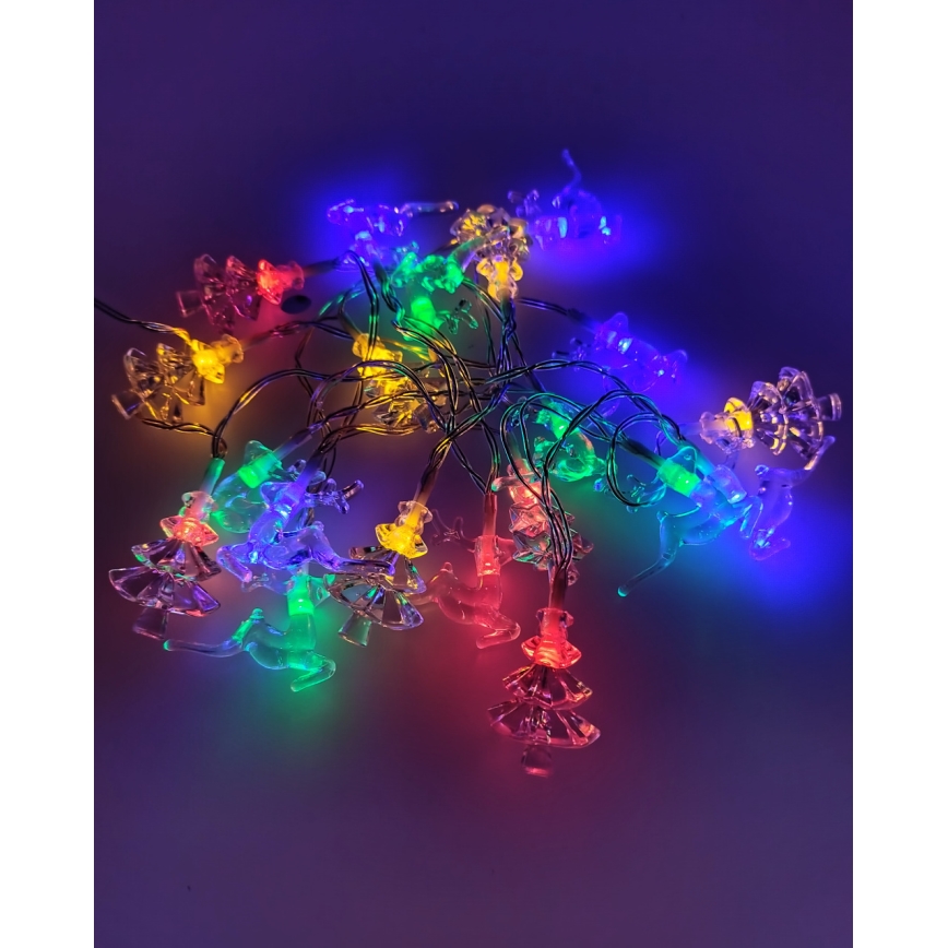 LED vanjski svjetlosni niz 20xLED/2xAA, 2,2 m, IP44, višebojno — božićna drvca i sobovi