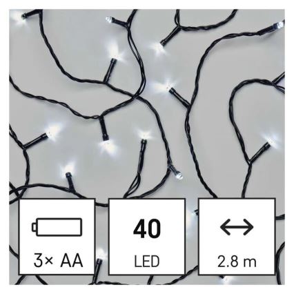 LED vanjski svjetlosni niz 40xLED/3xAA 3,3m IP44 hladno bijela