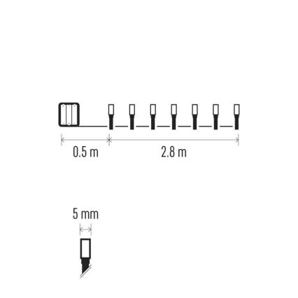 LED vanjski svjetlosni niz 40xLED/3xAA 3,3m IP44 hladno bijela