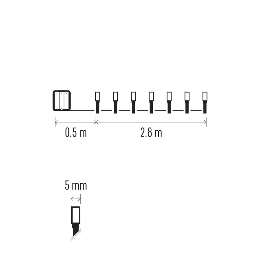 LED vanjski svjetlosni niz 40xLED/3xAA 3,3m IP44 hladno bijela