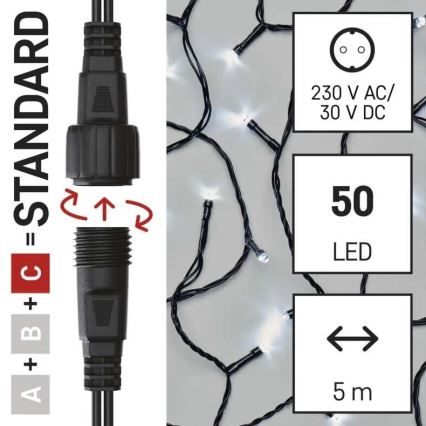 LED vanjski svjetlosni niz 50xLED/5m IP44 hladno bijela