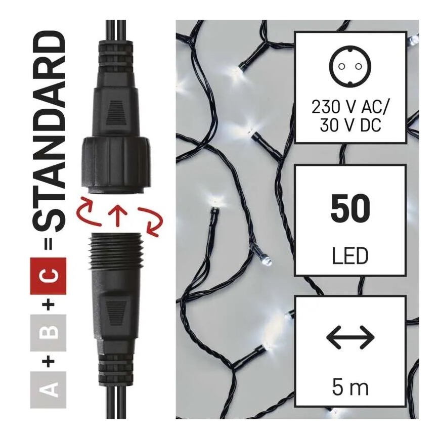 LED vanjski svjetlosni niz 50xLED/5m IP44 hladno bijela