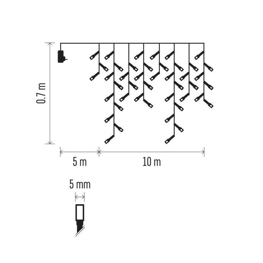 LED vanjski svjetlosni niz 600 LED, 8 načina, 15 m, IP44, hladno bijela