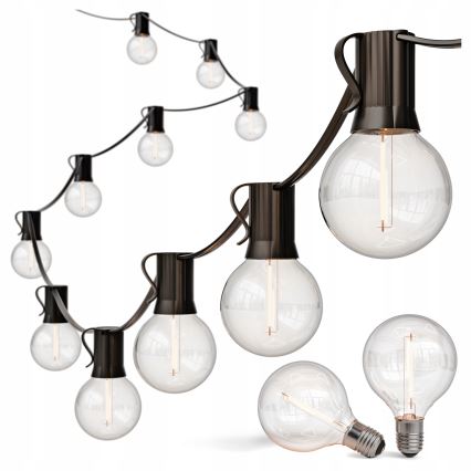 LED vanjski dekorativni niz s mogućnošću prigušivanja 25xE12/1W/24/230V 17,5 m IP65 crna + daljinski upravljač