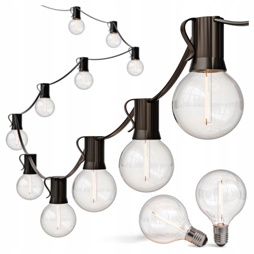 LED vanjski dekorativni niz s mogućnošću prigušivanja 25xE12/1W/24/230V 17,5 m IP65 crna + daljinski upravljač