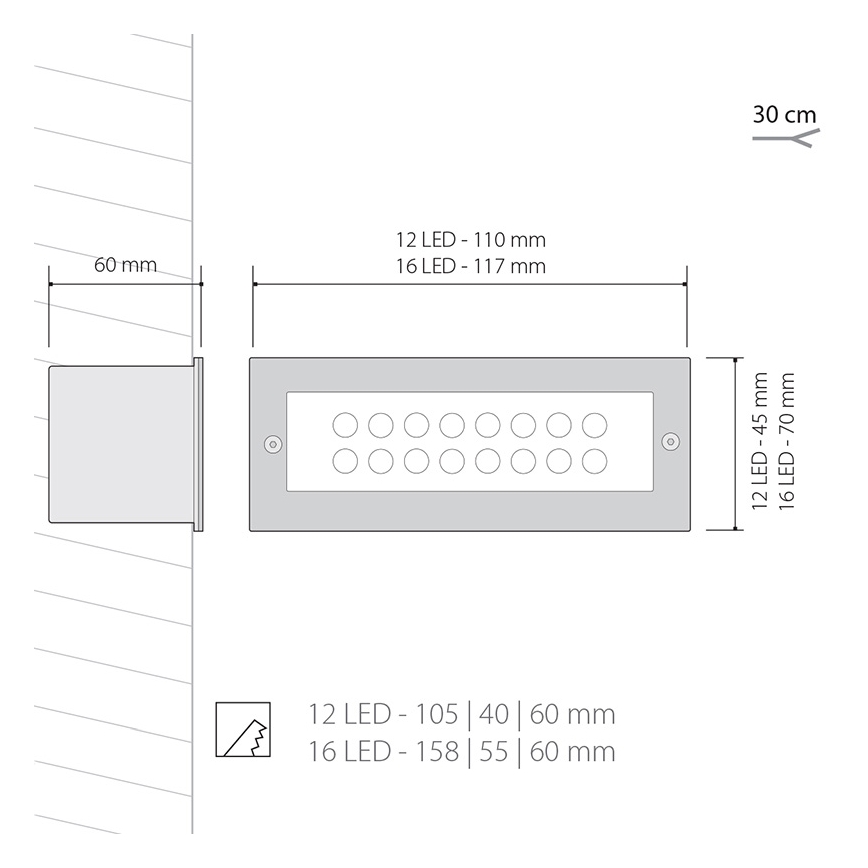 LED Vanjsko osvjetljenje INDEX 1x12LED/1W/230V IP54