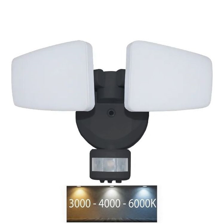LED Vanjsko reflektorsko svjetlo sa senzorom LED/24W/230V 3000/4000/6000K IP54 crna