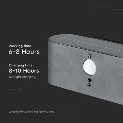 LED Vanjsko solarno zidno svjetlo sa senzorom LED/2,5W/3,7V 3000K IP54 2000 mAh