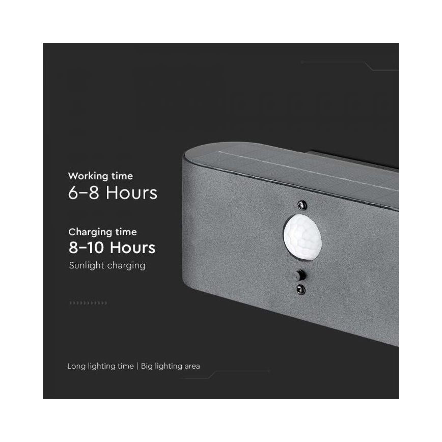 LED Vanjsko solarno zidno svjetlo sa senzorom LED/2,5W/3,7V 3000K IP54 2000 mAh