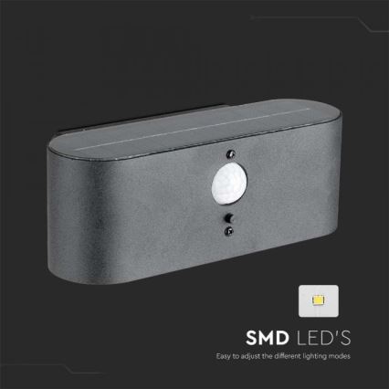 LED Vanjsko solarno zidno svjetlo sa senzorom LED/2,5W/3,7V 3000K IP54 2000 mAh