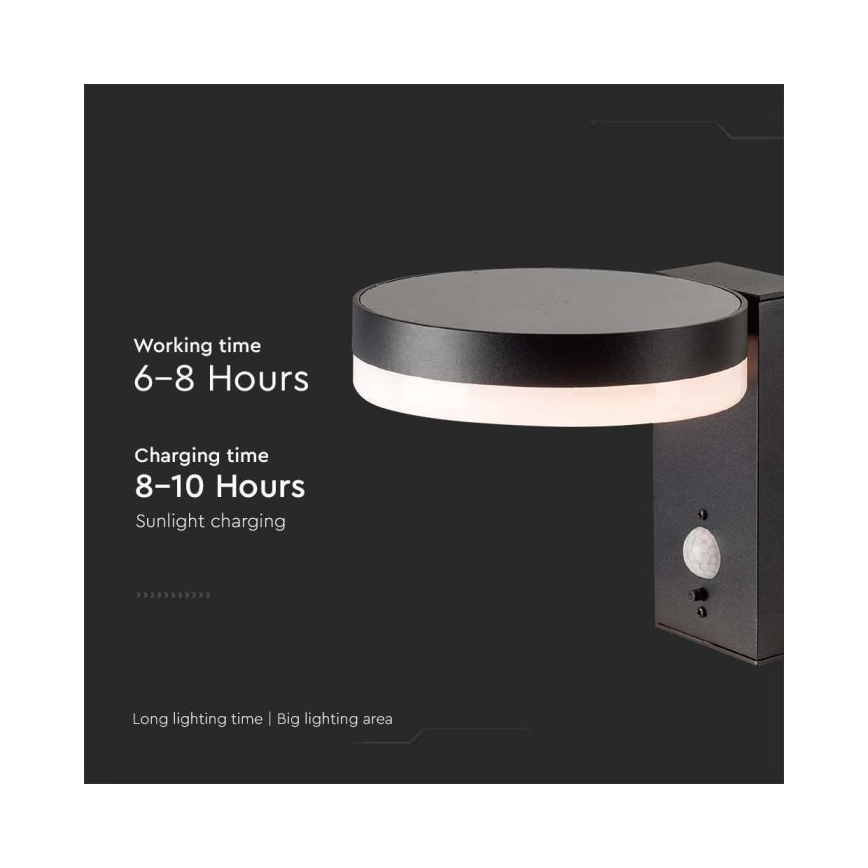 LED Vanjsko solarno zidno svjetlo sa senzorom LED/5,5W/3,7V 3000K IP54 2000 mAh