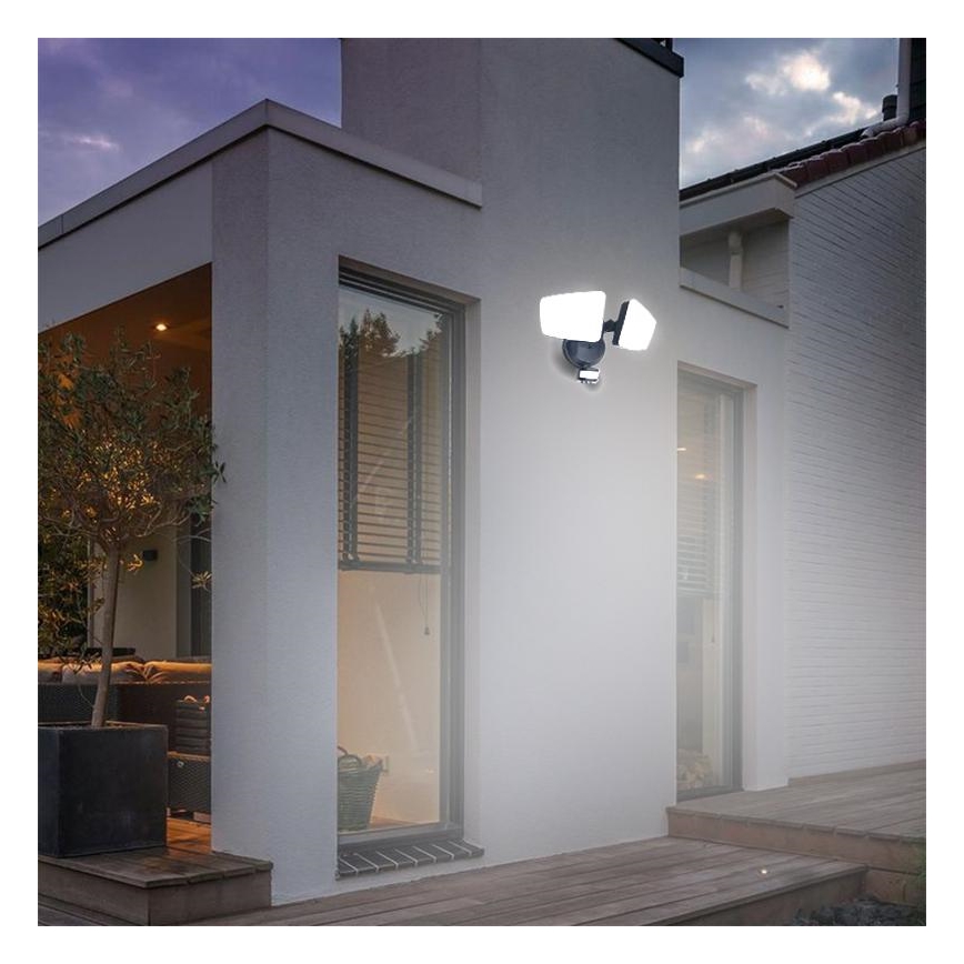 LED Vanjsko reflektorsko svjetlo sa senzorom LED/24W/230V 3000/4000/6000K IP54 crna
