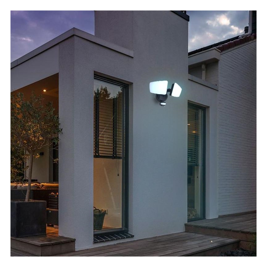 LED Vanjsko reflektorsko svjetlo sa senzorom LED/24W/230V 3000/4000/6000K IP54 crna
