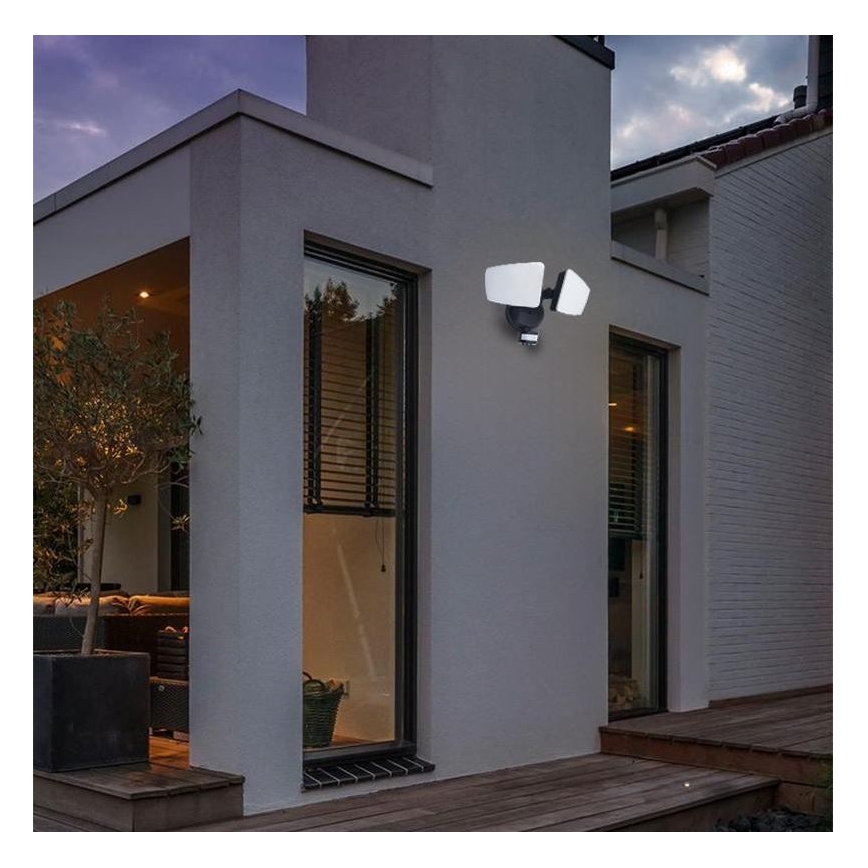 LED Vanjsko reflektorsko svjetlo sa senzorom LED/24W/230V 3000/4000/6000K IP54 crna