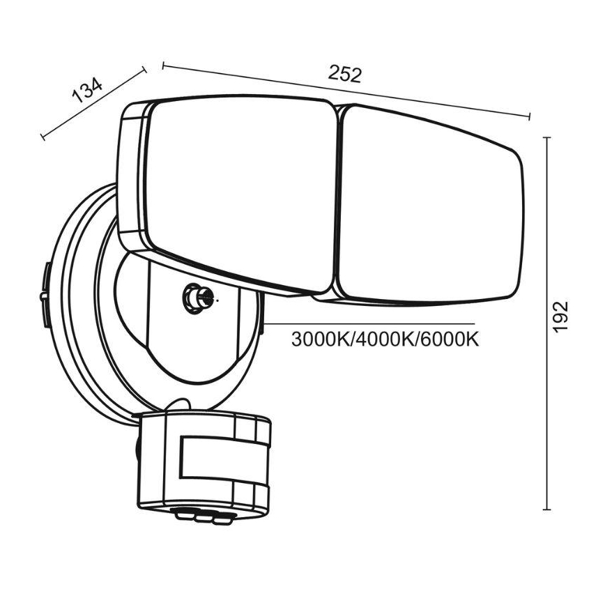 LED Vanjsko reflektorsko svjetlo sa senzorom LED/24W/230V 3000/4000/6000K IP54 crna