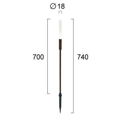 LED vanjsko svjetlo STICK LED/1,5W/24V IP65 smeđa