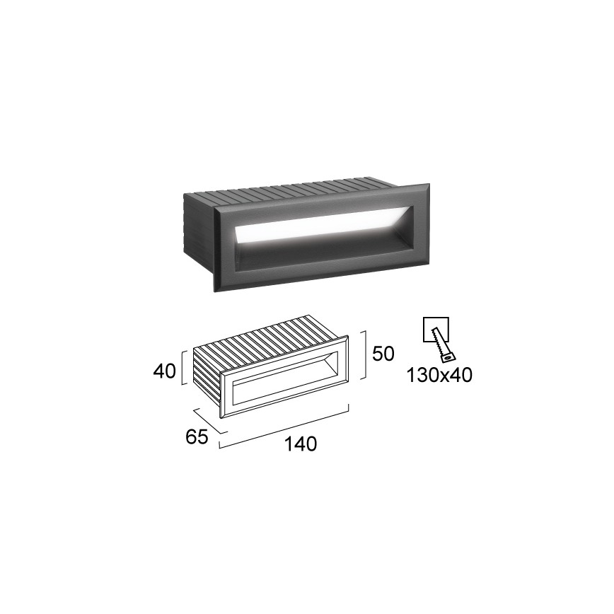 LED vanjsko ugradno svjetlo FLIK LED/3W/230V IP65 antracit