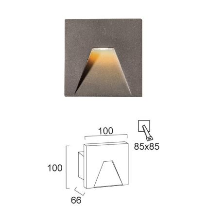 LED vanjsko ugradno svjetlo SPACE LED/4W/230V IP65 sivo