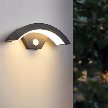 LED vanjska zidna svjetiljka sa senzorom pokreta LED/10W/230V IP54 crna