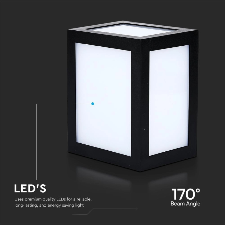 LED vanjsko zidno svjetlo LED/12W/230V 3000K IP65 crno