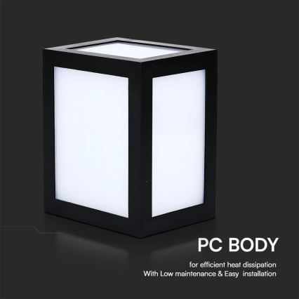 LED vanjsko zidno svjetlo LED/12W/230V 3000K IP65 crno