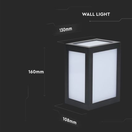 LED vanjsko zidno svjetlo LED/12W/230V 4000K IP65 crno