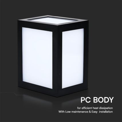 LED vanjsko zidno svjetlo LED/12W/230V 6400K IP65 crno