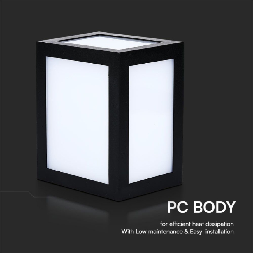 LED vanjsko zidno svjetlo LED/12W/230V 6400K IP65 crno