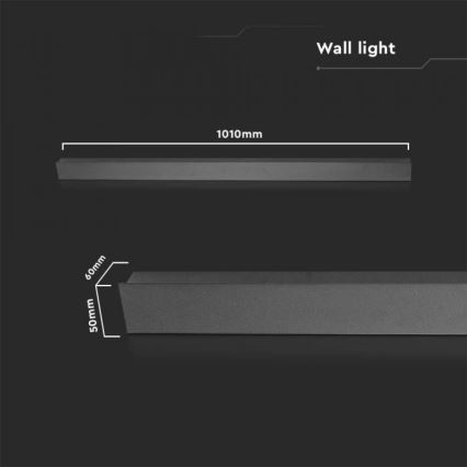 LED vanjsko zidno svjetlo LED/16W/230V 3000K IP65 101 cm crno