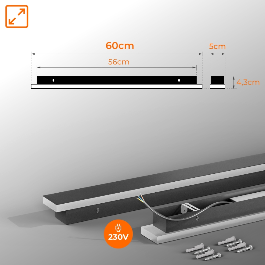 LED vanjsko zidno svjetlo LED/18W/230V 60 cm IP65 crno