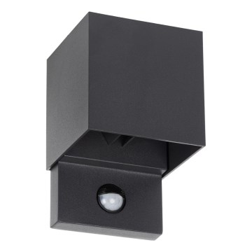 LED vanjsko zidno svjetlo s detektorom pokreta i sumraka REKA LED/7W/230V IP54 antracitno četvrtasto