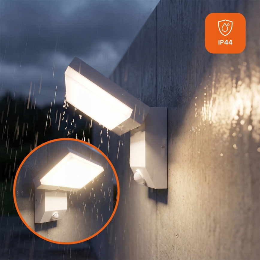 LED vanjska zidna svjetiljka s detektorom pokreta LED/18W/230V IP44 bijela