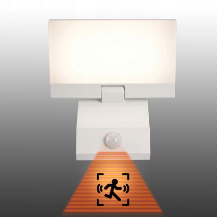 LED vanjska zidna svjetiljka s detektorom pokreta LED/18W/230V IP44 bijela