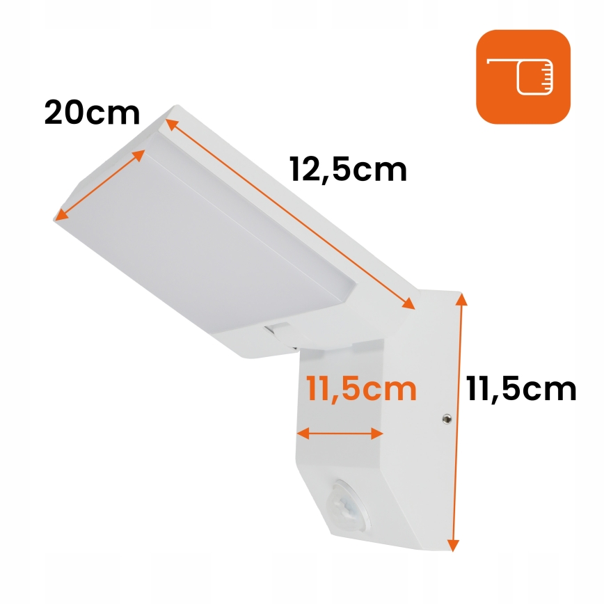 LED vanjska zidna svjetiljka s detektorom pokreta LED/18W/230V IP44 bijela