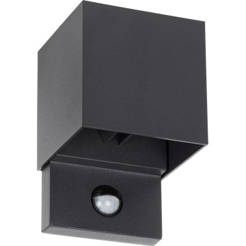 LED vanjsko zidno svjetlo s senzorom REKA LED/7W/230V IP54, antracitno, četvrtasto