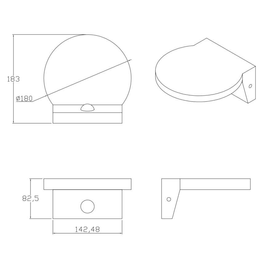 LED Vanjsko zidno svjetlo s senzorom TESA LED/10W/230V IP54 crna
