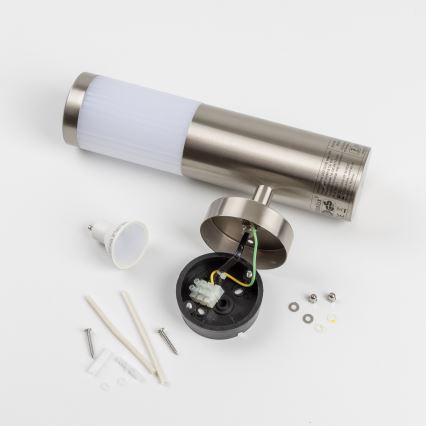 LED vanjsko zidno svjetlo s detektorom pokreta 1xGU10/5W/230V IP44 matni krom