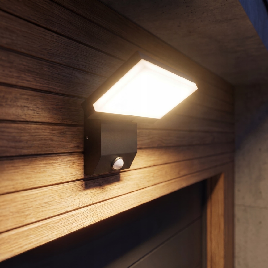 LED vanjsko zidno svjetlo sa senzorom pokreta LED/18W/230V IP44 crno