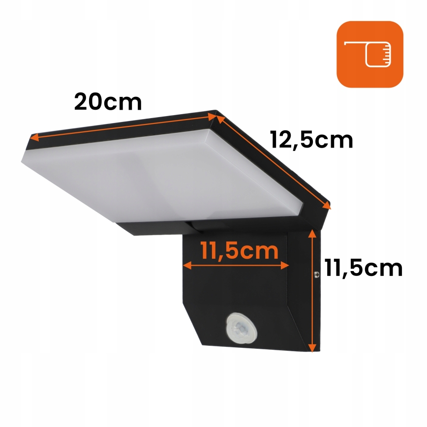 LED vanjsko zidno svjetlo sa senzorom pokreta LED/18W/230V IP44 crno