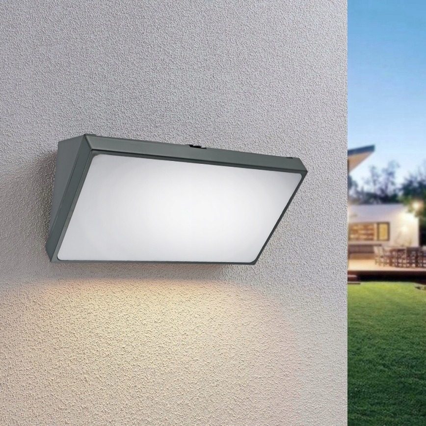 LED vanjsko zidno svjetlo sa senzorom pokreta LED/20W/230V IP65 sivo