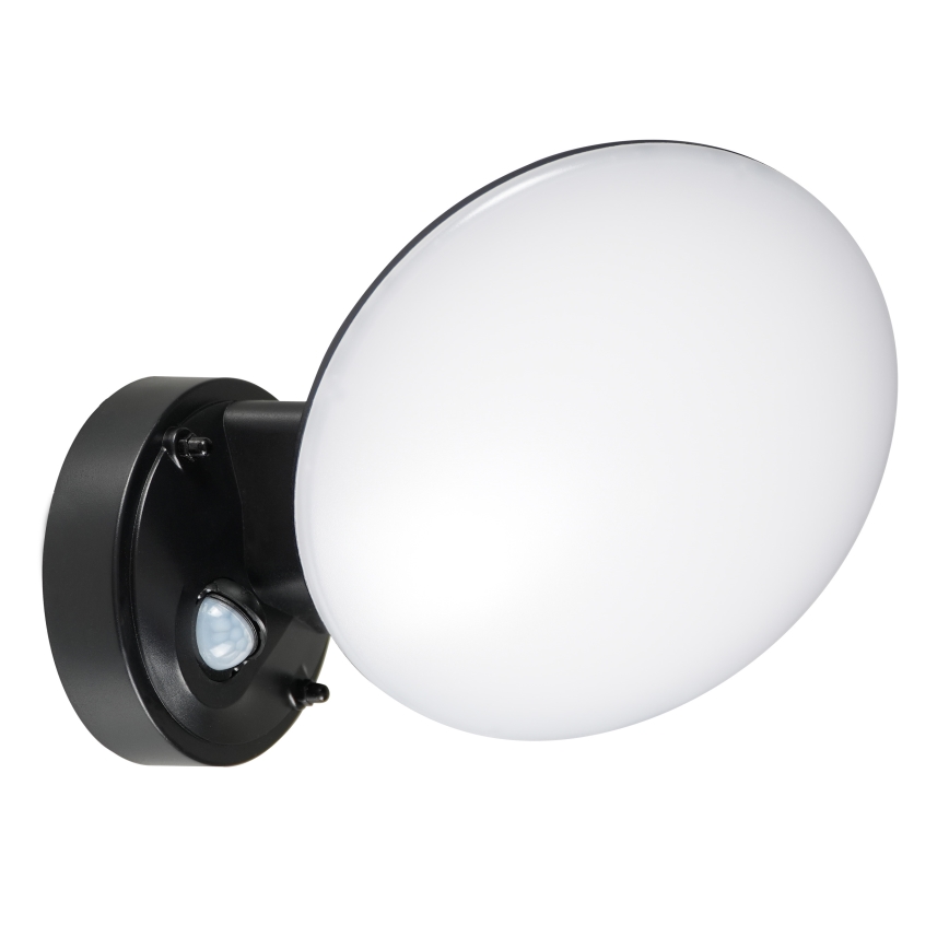 LED vanjsko zidno svjetlo s senzorom pokreta i sumraka OLAF LED/10W/230V IP44 crno