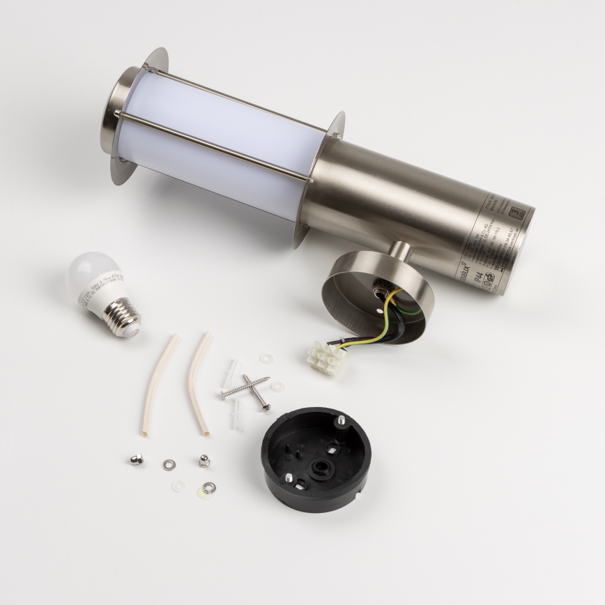 LED vanjsko zidno svjetlo sa senzorom pokreta 1xE27/4,9W/230V IP44 matni krom